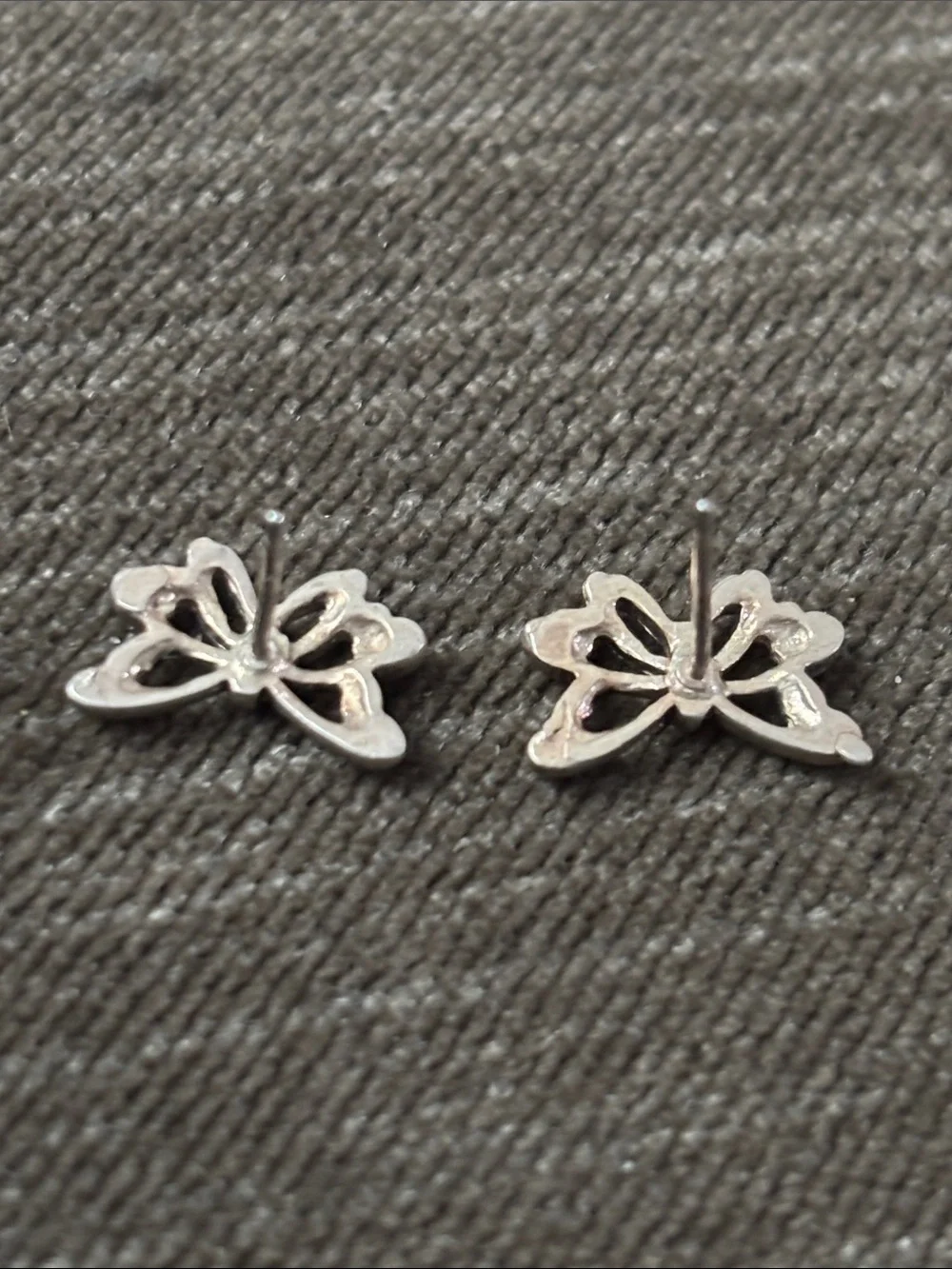 .925 Sterling Silver BUTTERFLY BUTTERFLIES MOTHS earrings fine jewelry Vntg 90s